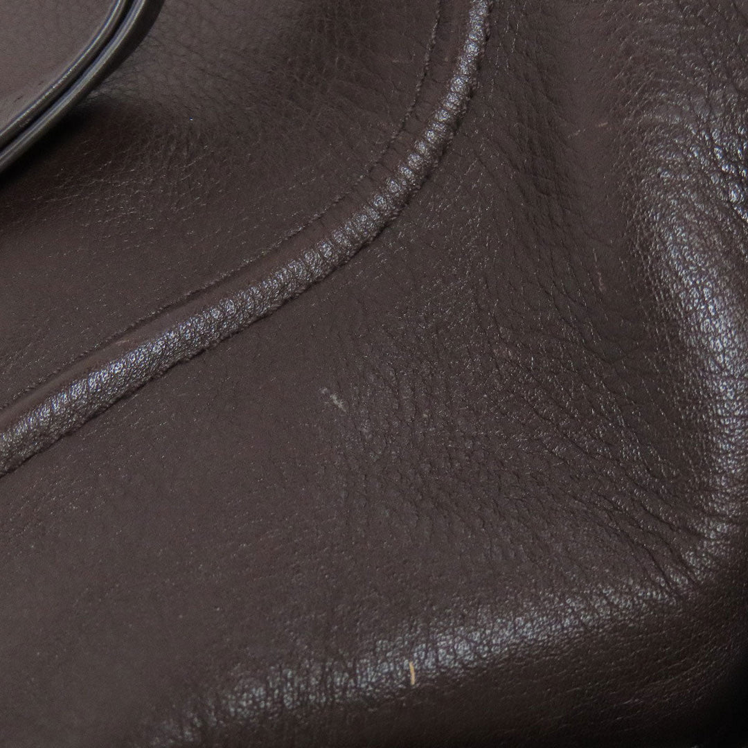 BALLY Shoulder Bag leather Brown Simple design Women Used Authentic