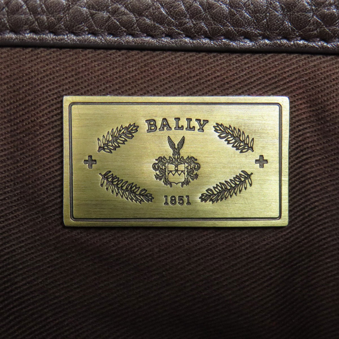 BALLY Shoulder Bag leather Brown Simple design Women Used Authentic