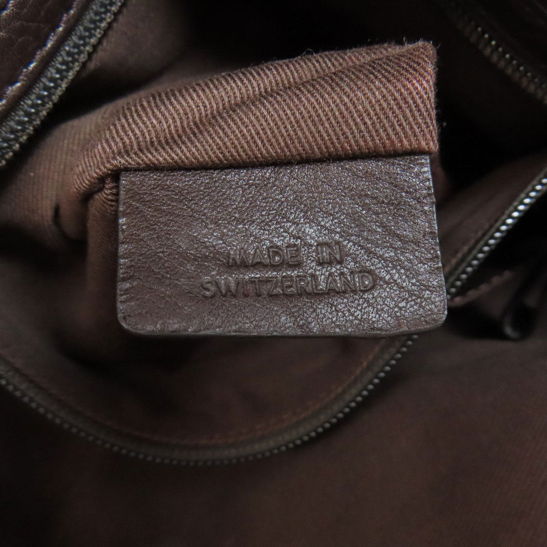 BALLY Shoulder Bag leather Brown Simple design Women Used Authentic