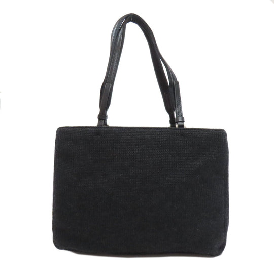 PRADA Tote Bag knit black logoMetal