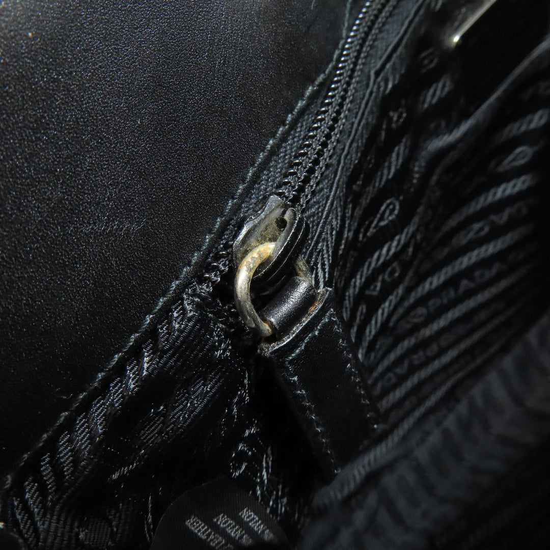 PRADA Tote Bag knit black logoMetal