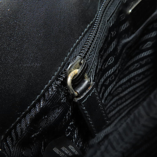 PRADA Tote Bag knit black logoMetal