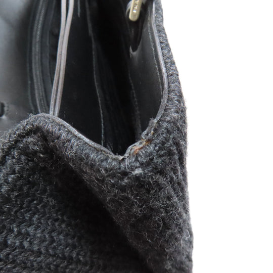 PRADA Tote Bag knit black logoMetal