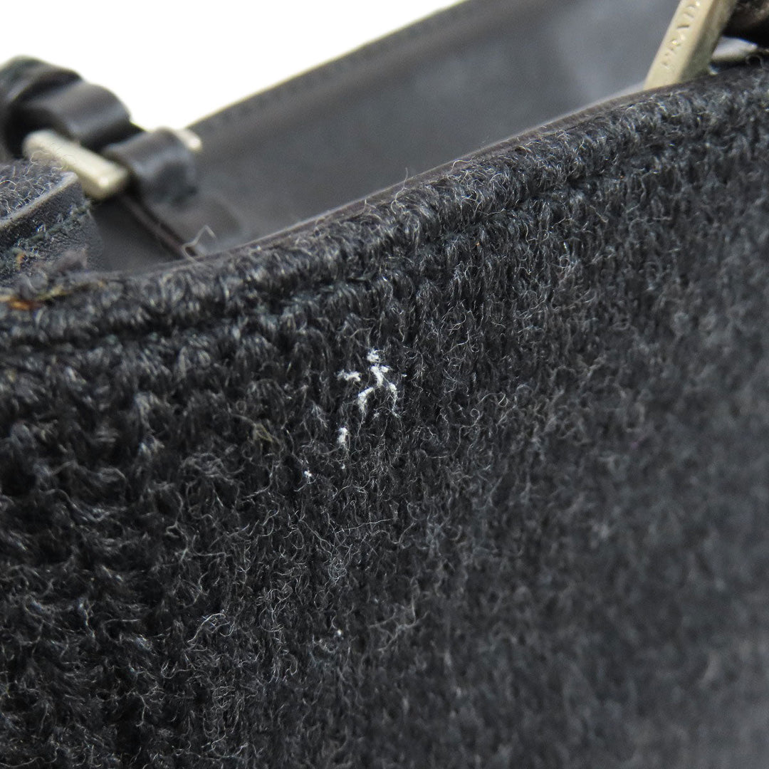 PRADA Tote Bag knit black logoMetal
