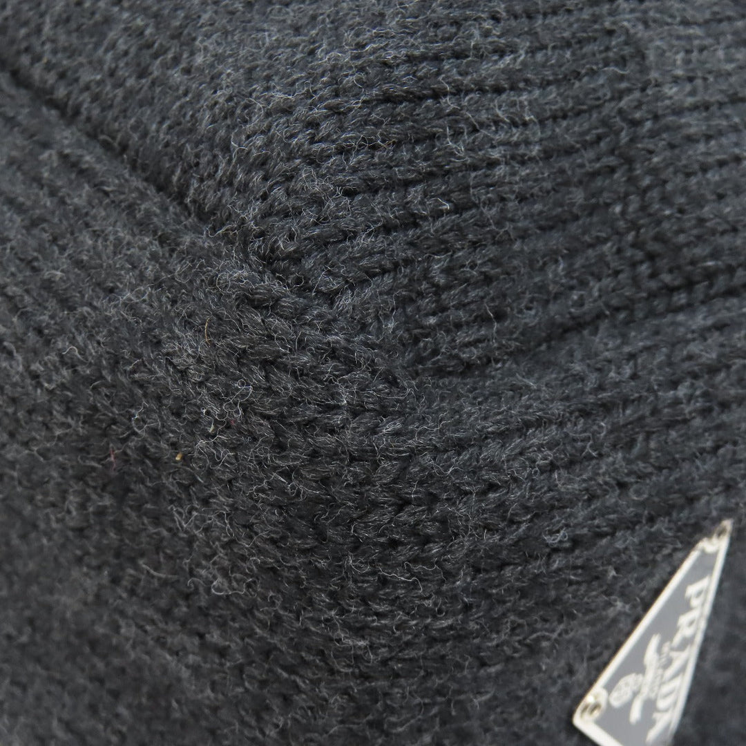 PRADA Tote Bag knit black logoMetal