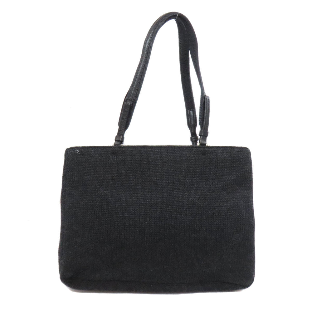 PRADA Tote Bag knit black logoMetal