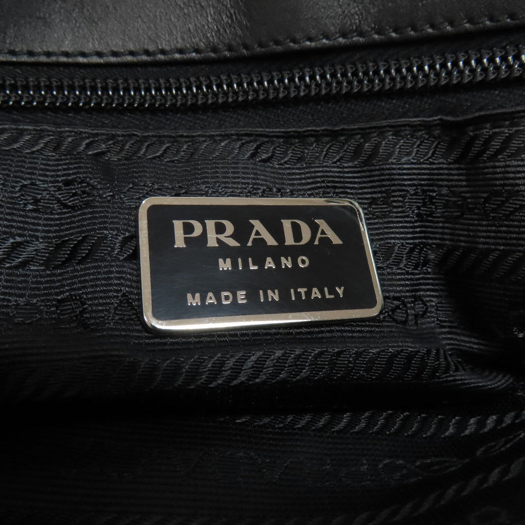 PRADA Tote Bag knit black logoMetal