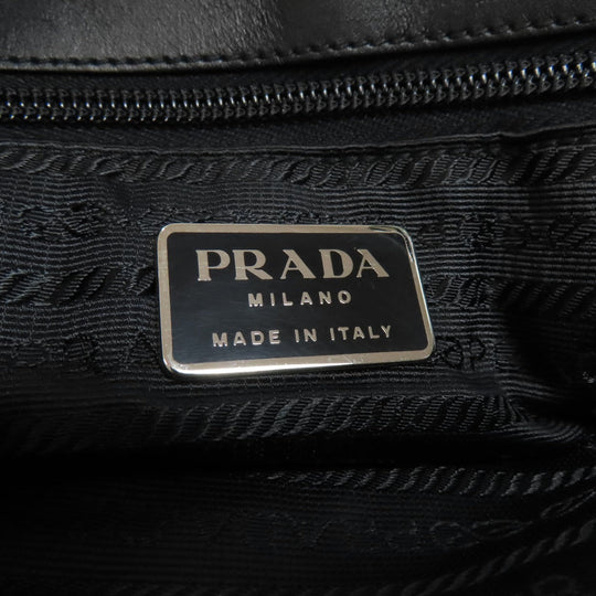 PRADA Tote Bag knit black logoMetal