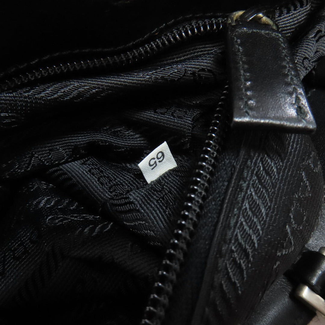 PRADA Tote Bag knit black logoMetal