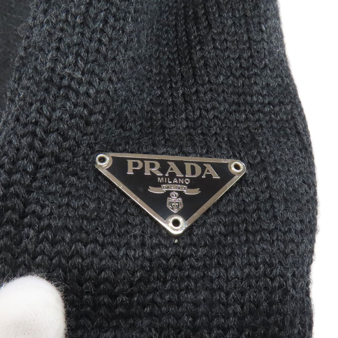 PRADA Tote Bag knit black logoMetal