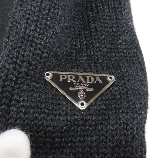 PRADA Tote Bag knit black logoMetal