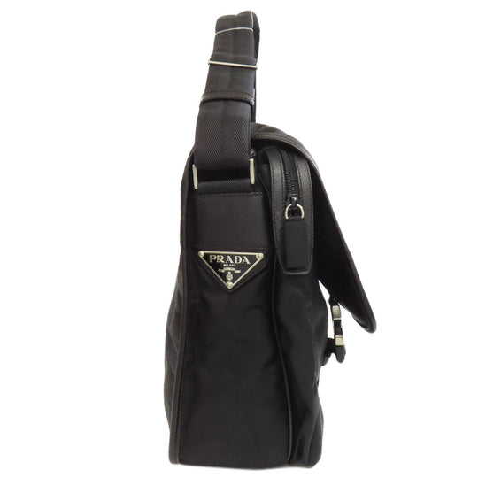 PRADA Shoulder Bag Nylon black logoMetal Women Used Authentic