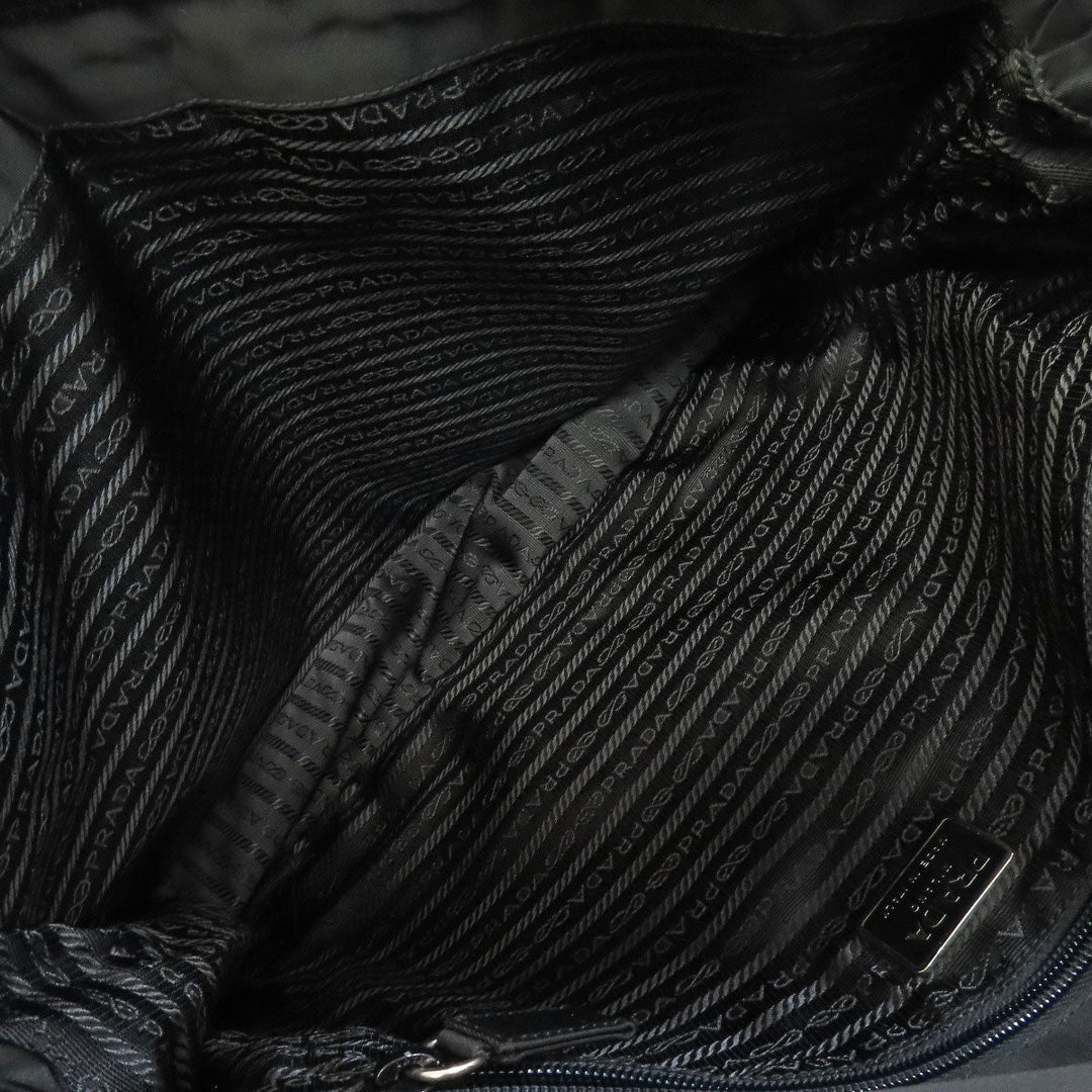 PRADA Shoulder Bag Nylon black logoMetal Women Used Authentic