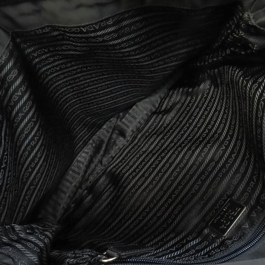 PRADA Shoulder Bag Nylon black logoMetal Women Used Authentic