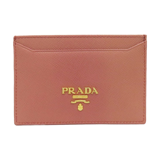 PRADA Card Case Safiano pink logo Women Used Authentic