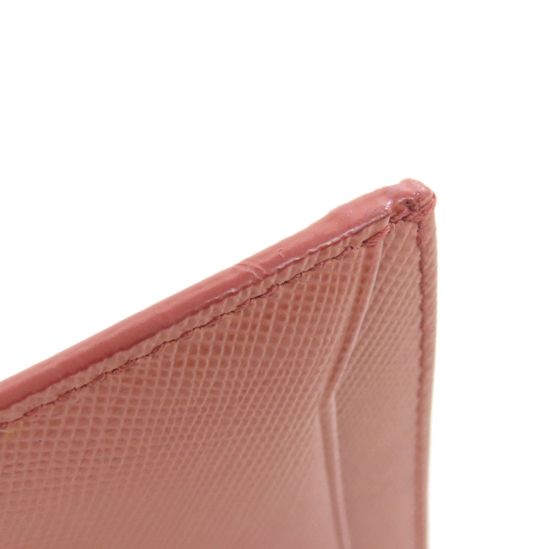 PRADA Card Case Safiano pink logo Women Used Authentic