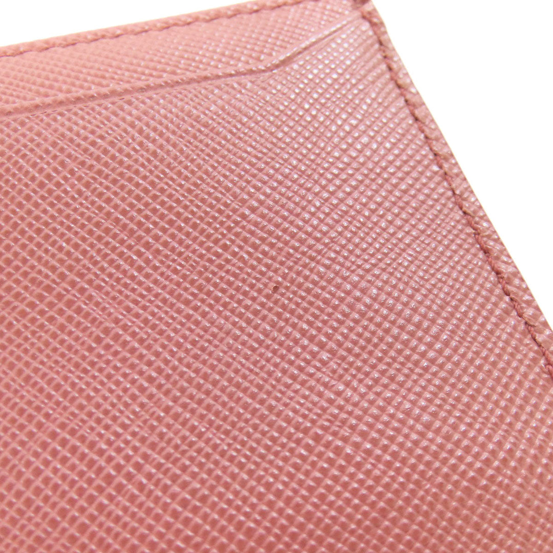 PRADA Card Case Safiano pink logo Women Used Authentic