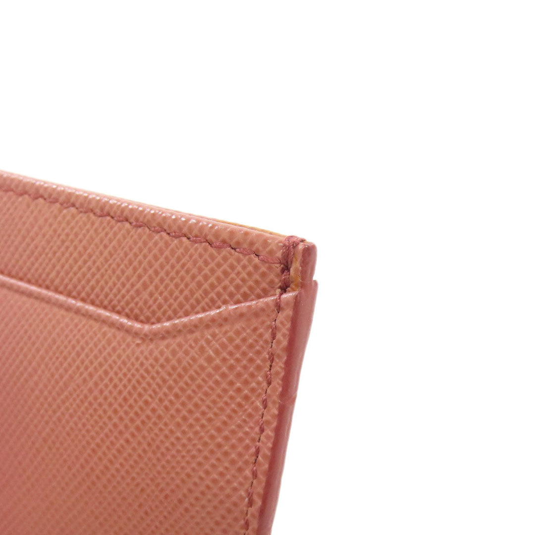 PRADA Card Case Safiano pink logo Women Used Authentic