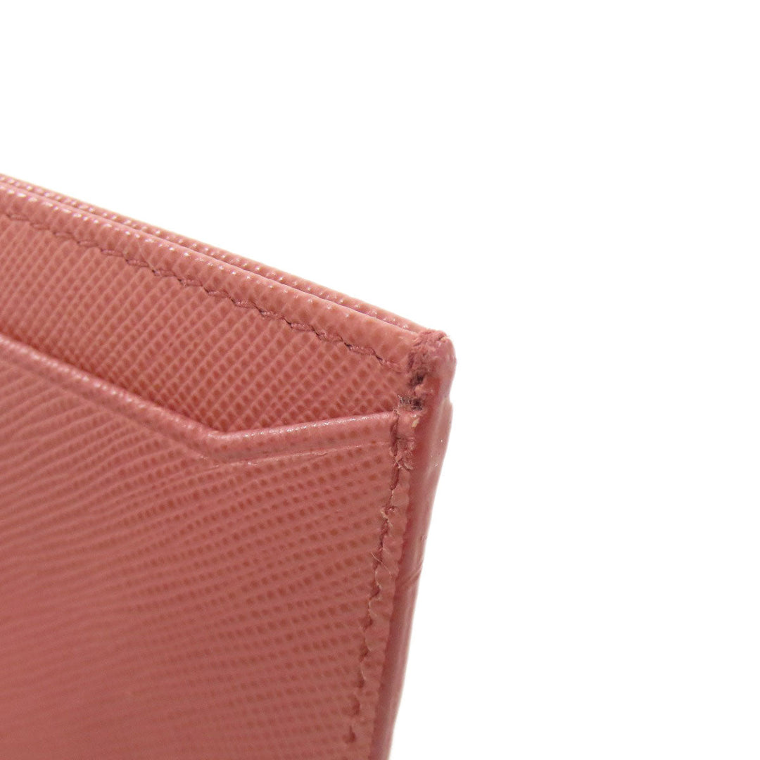 PRADA Card Case Safiano pink logo Women Used Authentic