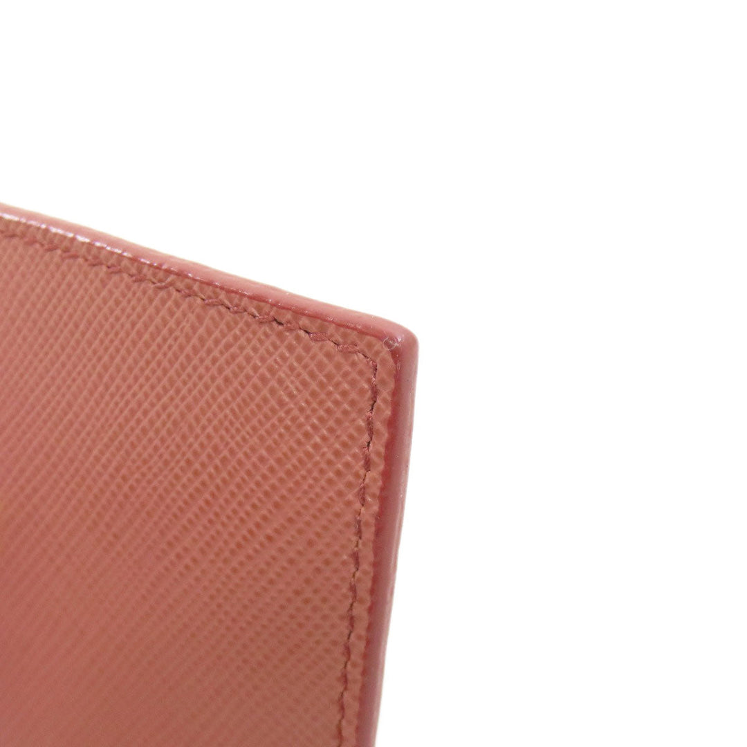 PRADA Card Case Safiano pink logo Women Used Authentic