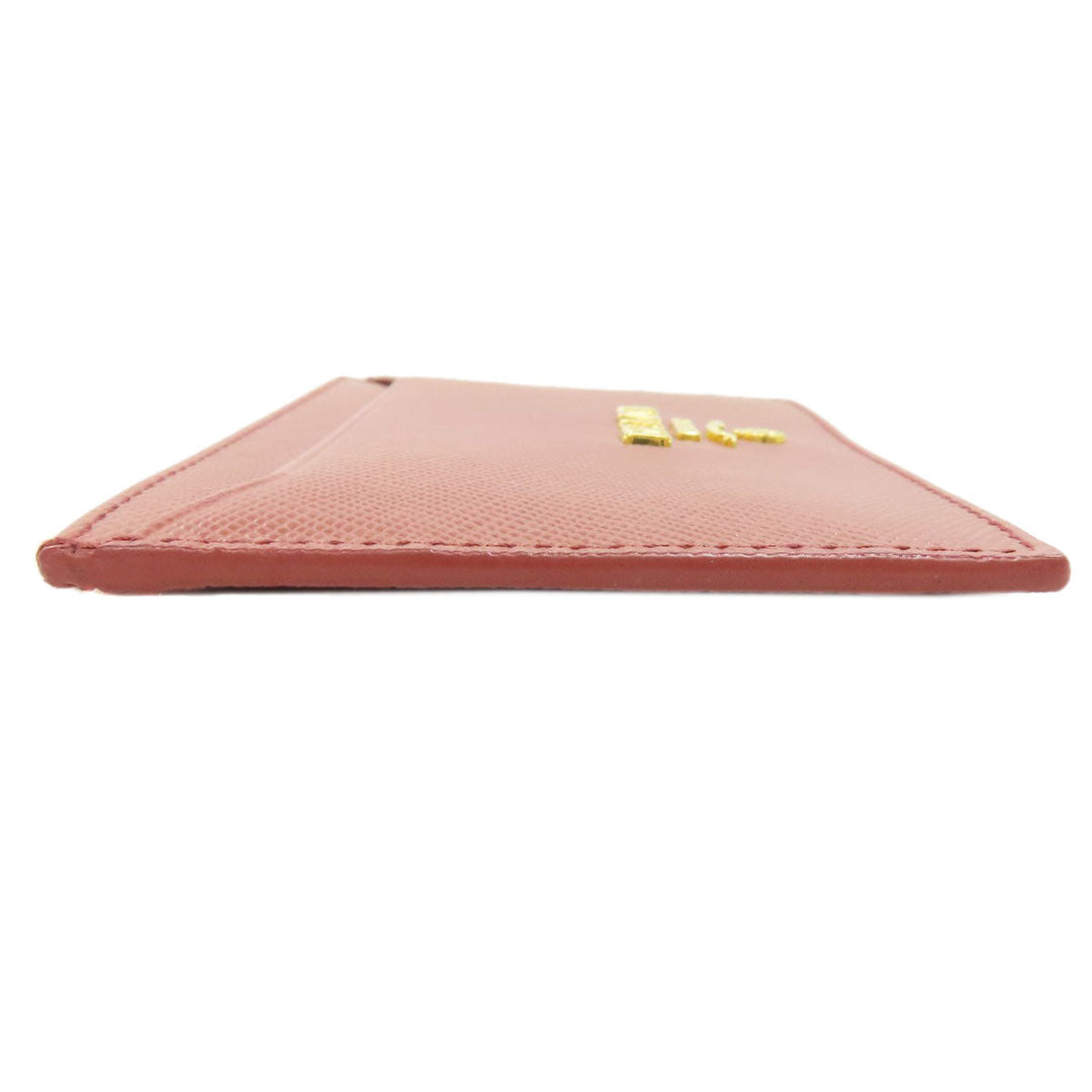 PRADA Card Case Safiano pink logo Women Used Authentic