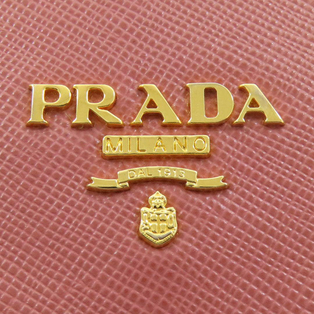 PRADA Card Case Safiano pink logo Women Used Authentic