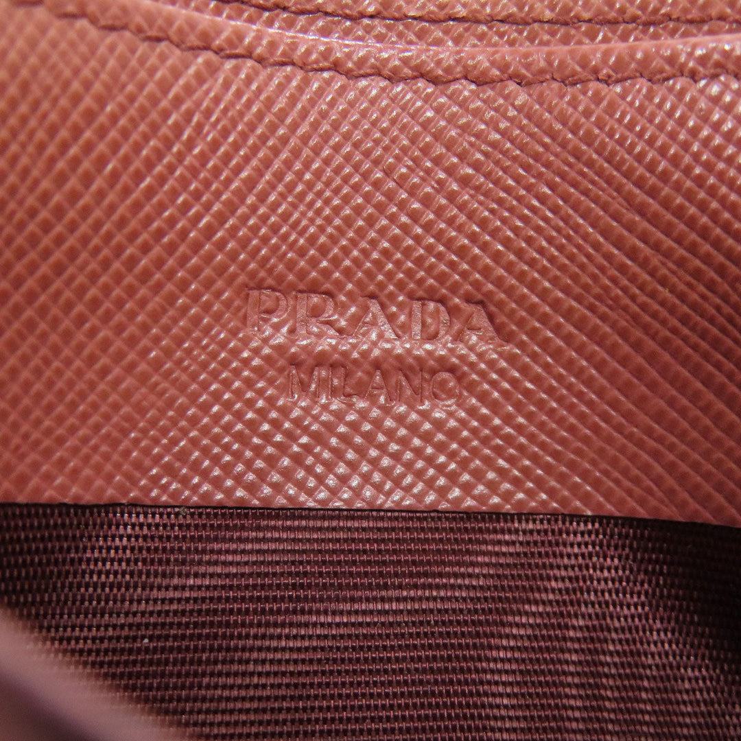 PRADA Card Case Safiano pink logo Women Used Authentic