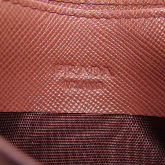 PRADA Card Case Safiano pink logo Women Used Authentic