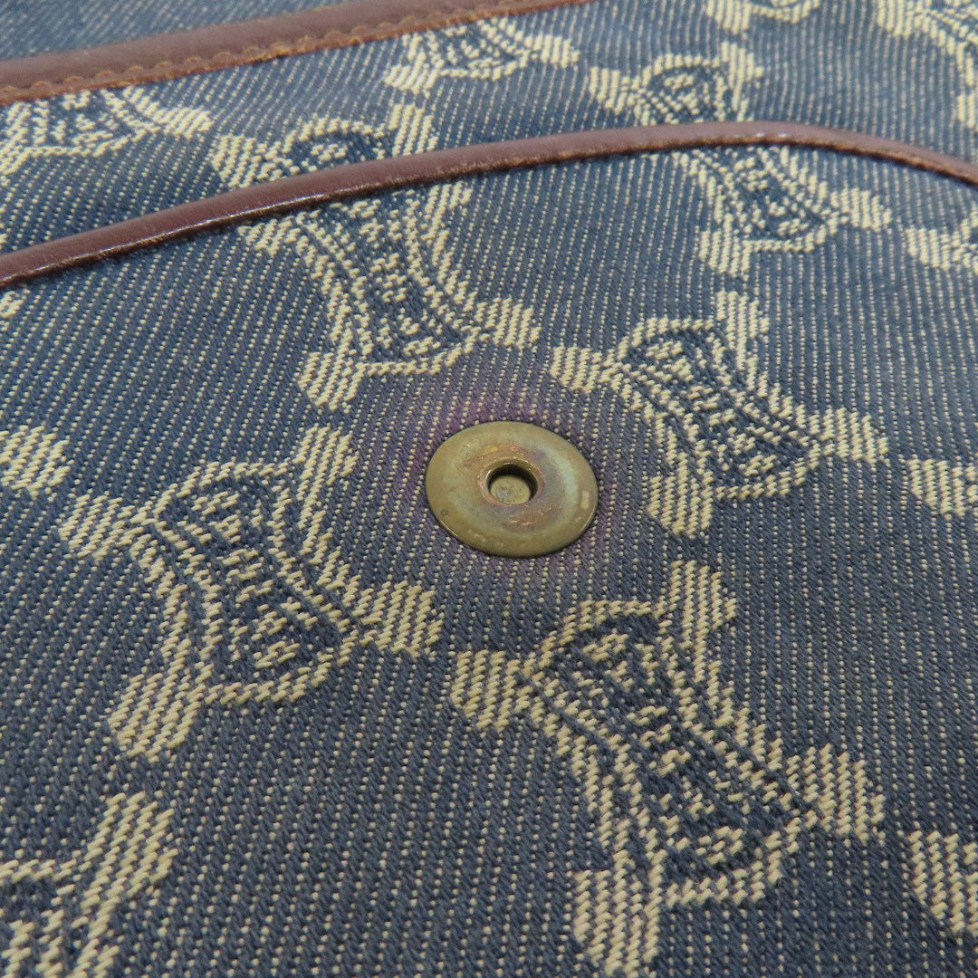 CELINE Shoulder Bag denim blue one belt Macadam Pattern