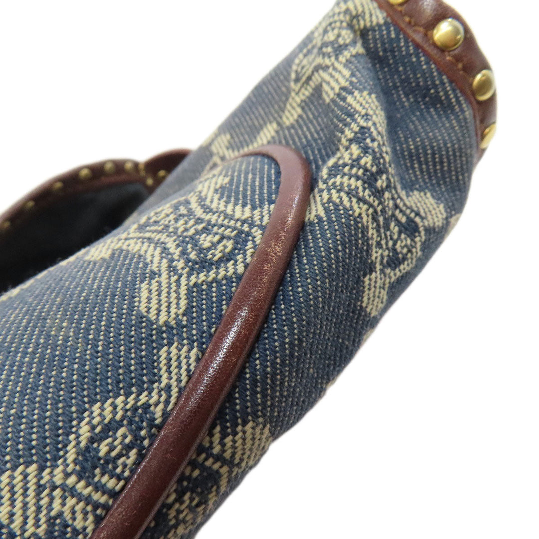 CELINE Shoulder Bag denim blue one belt Macadam Pattern