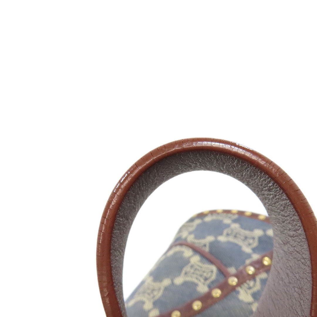 CELINE Shoulder Bag denim blue one belt Macadam Pattern