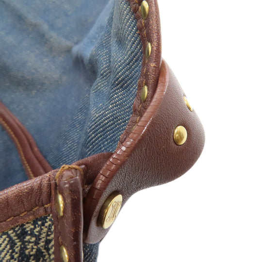 CELINE Shoulder Bag denim blue one belt Macadam Pattern