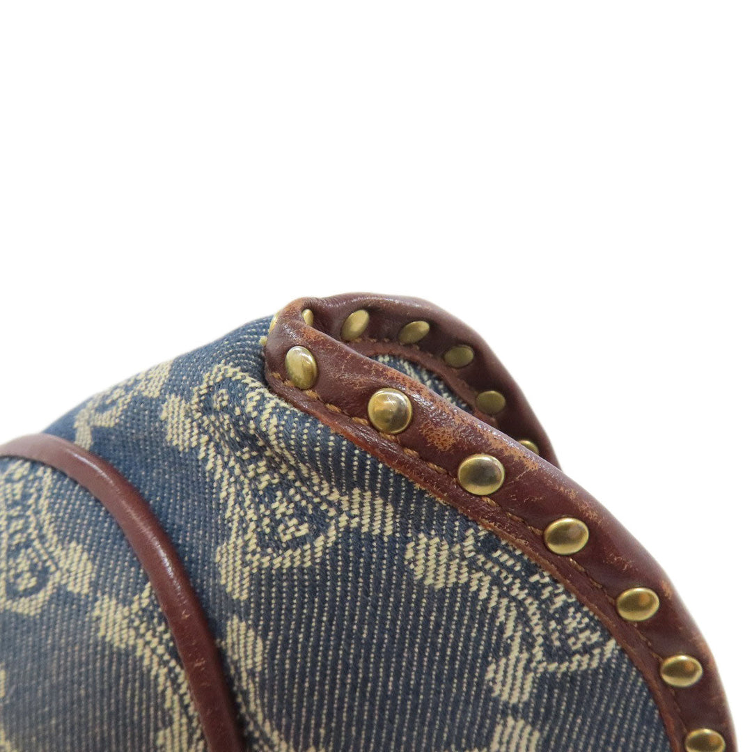 CELINE Shoulder Bag denim blue one belt Macadam Pattern