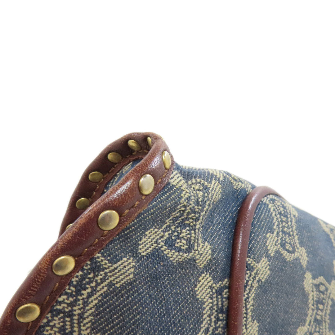CELINE Shoulder Bag denim blue one belt Macadam Pattern