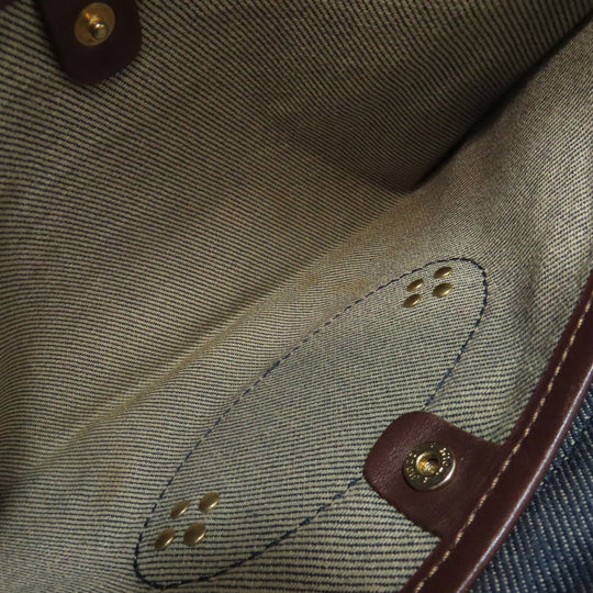 CELINE Shoulder Bag denim blue one belt Macadam Pattern