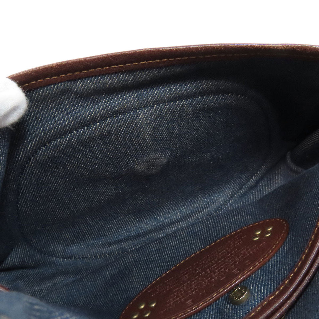 CELINE Shoulder Bag denim blue one belt Macadam Pattern