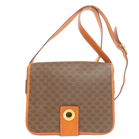 CELINE Shoulder Bag PVC Brown Macadam Pattern