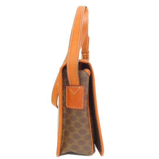 CELINE Shoulder Bag PVC Brown Macadam Pattern