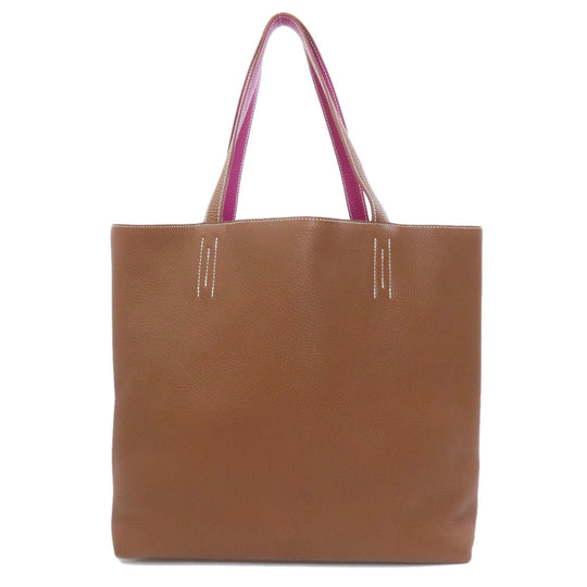 HERMES Tote Bag Taurillon Clemence Brown Double sense