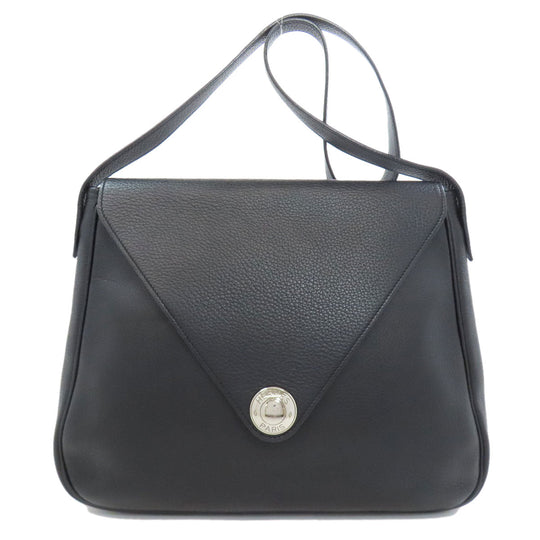 HERMES Shoulder Bag Calfskin black Christine SilverMetal