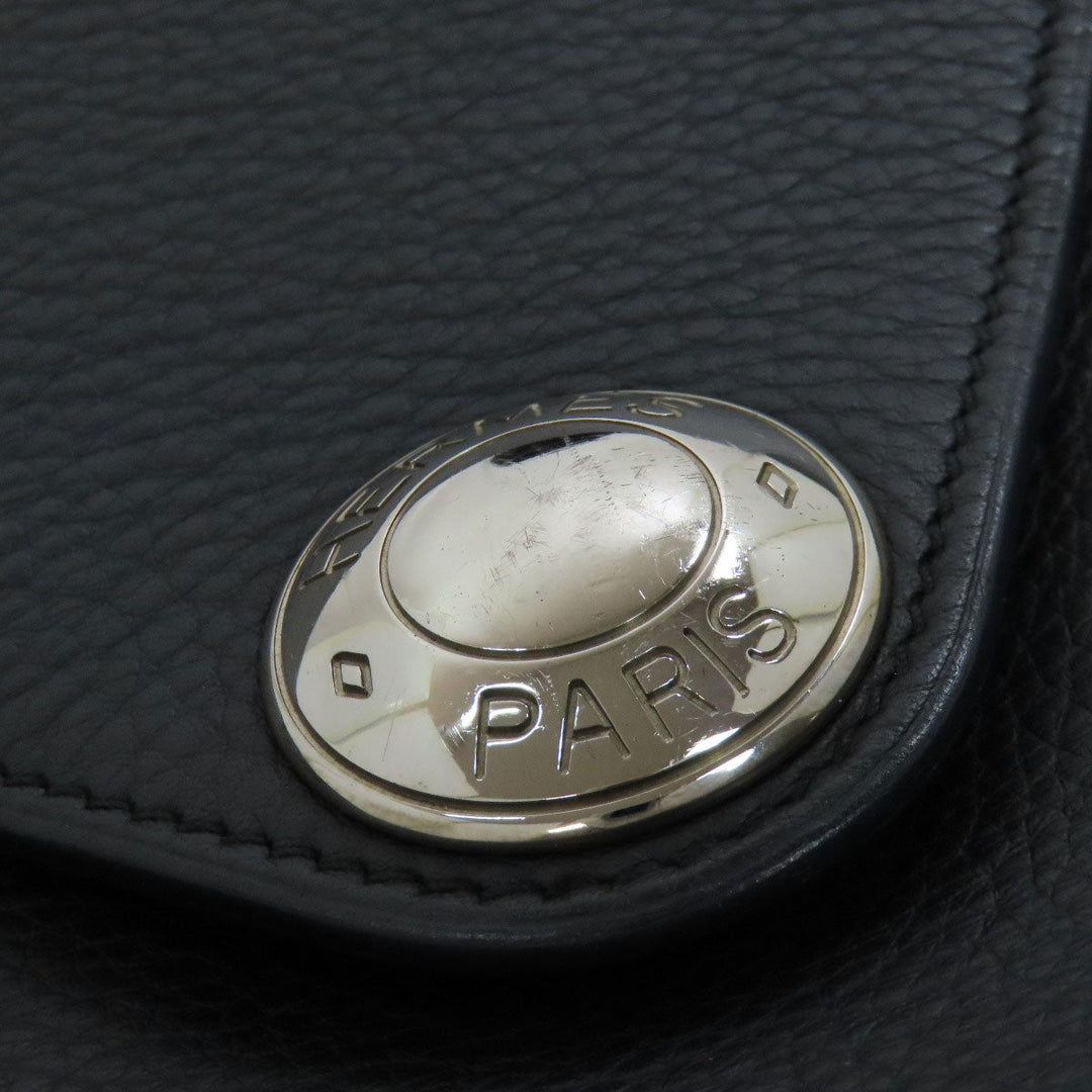 HERMES Shoulder Bag Calfskin black Christine SilverMetal