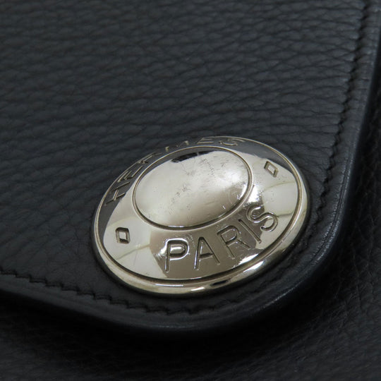 HERMES Shoulder Bag Calfskin black Christine SilverMetal