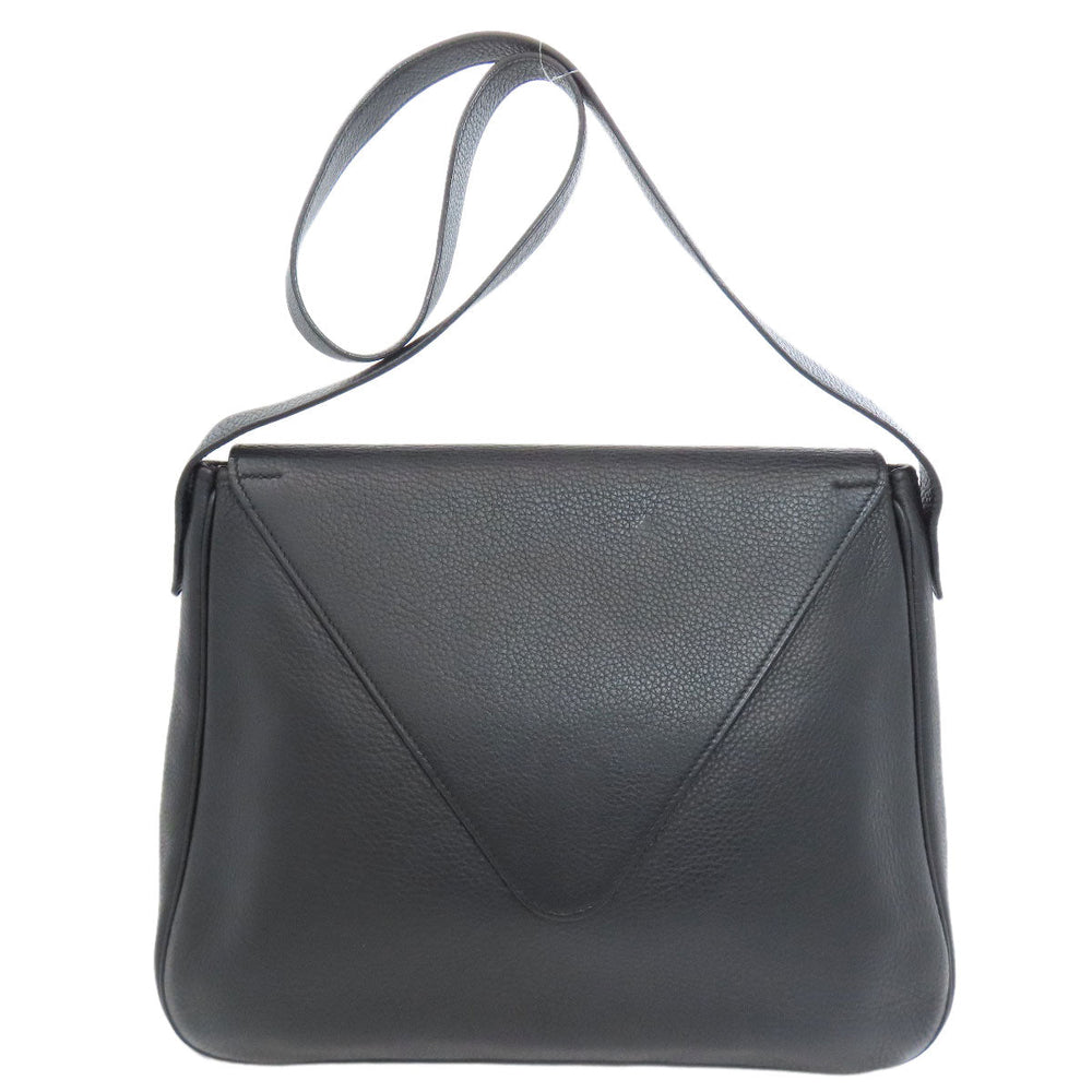 HERMES Shoulder Bag Calfskin black Christine SilverMetal