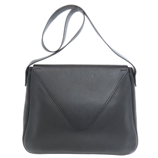HERMES Shoulder Bag Calfskin black Christine SilverMetal
