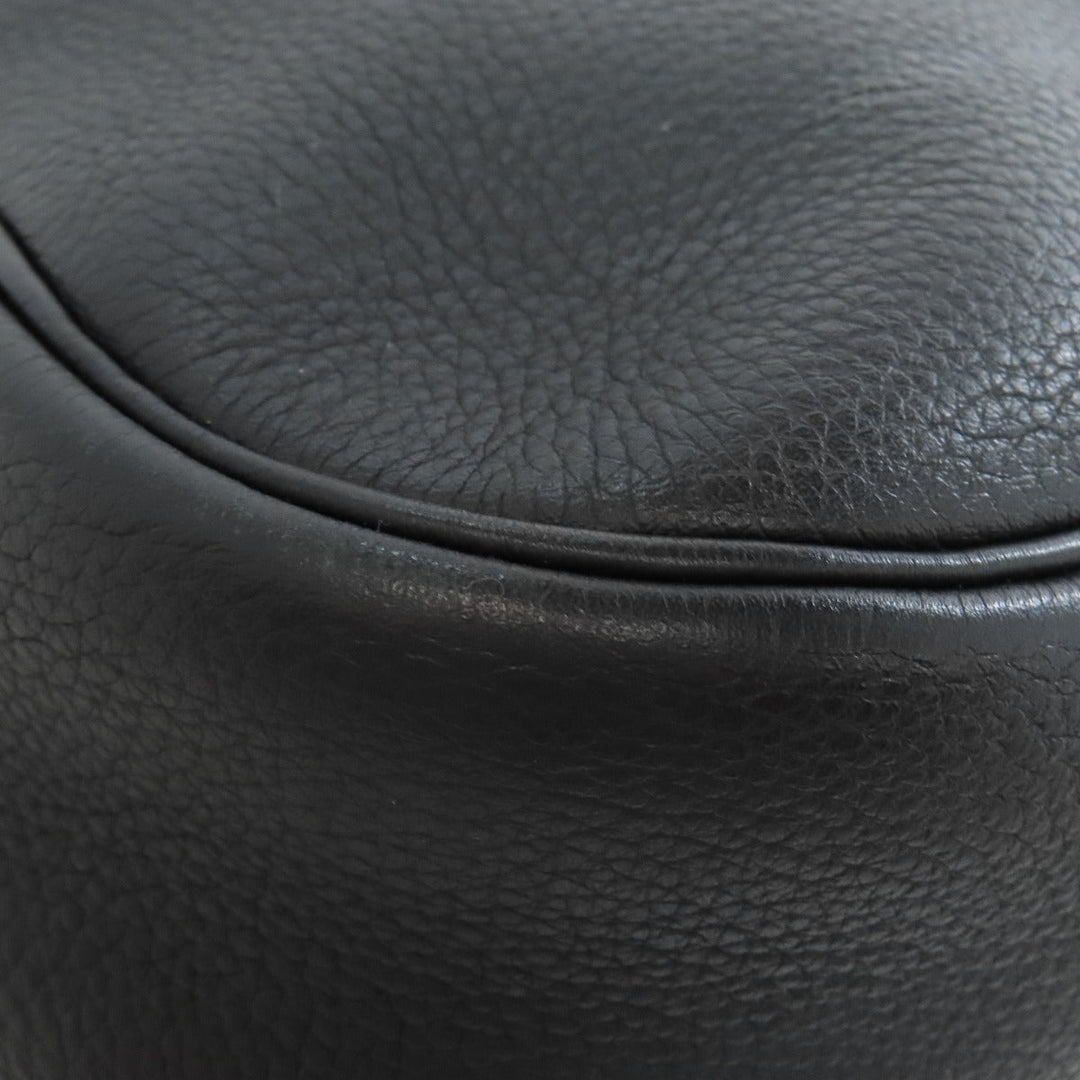 HERMES Shoulder Bag Calfskin black Christine SilverMetal