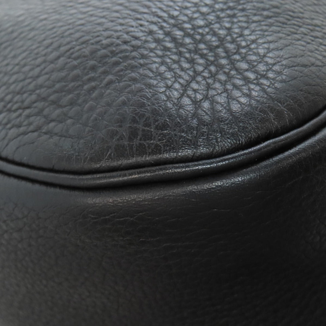 HERMES Shoulder Bag Calfskin black Christine SilverMetal