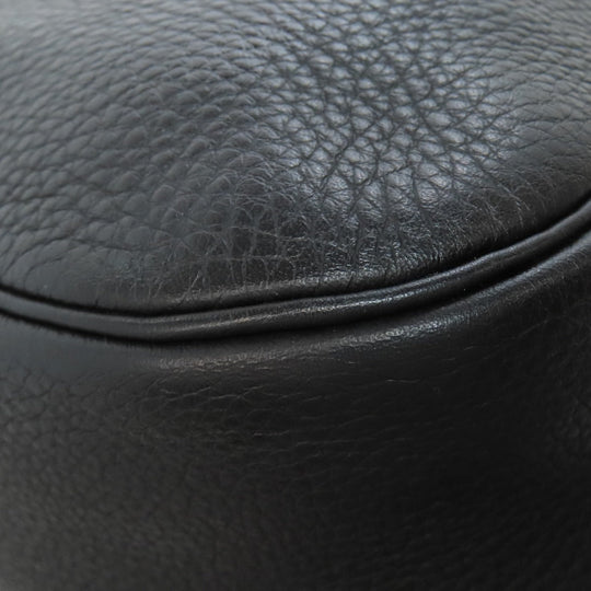 HERMES Shoulder Bag Calfskin black Christine SilverMetal