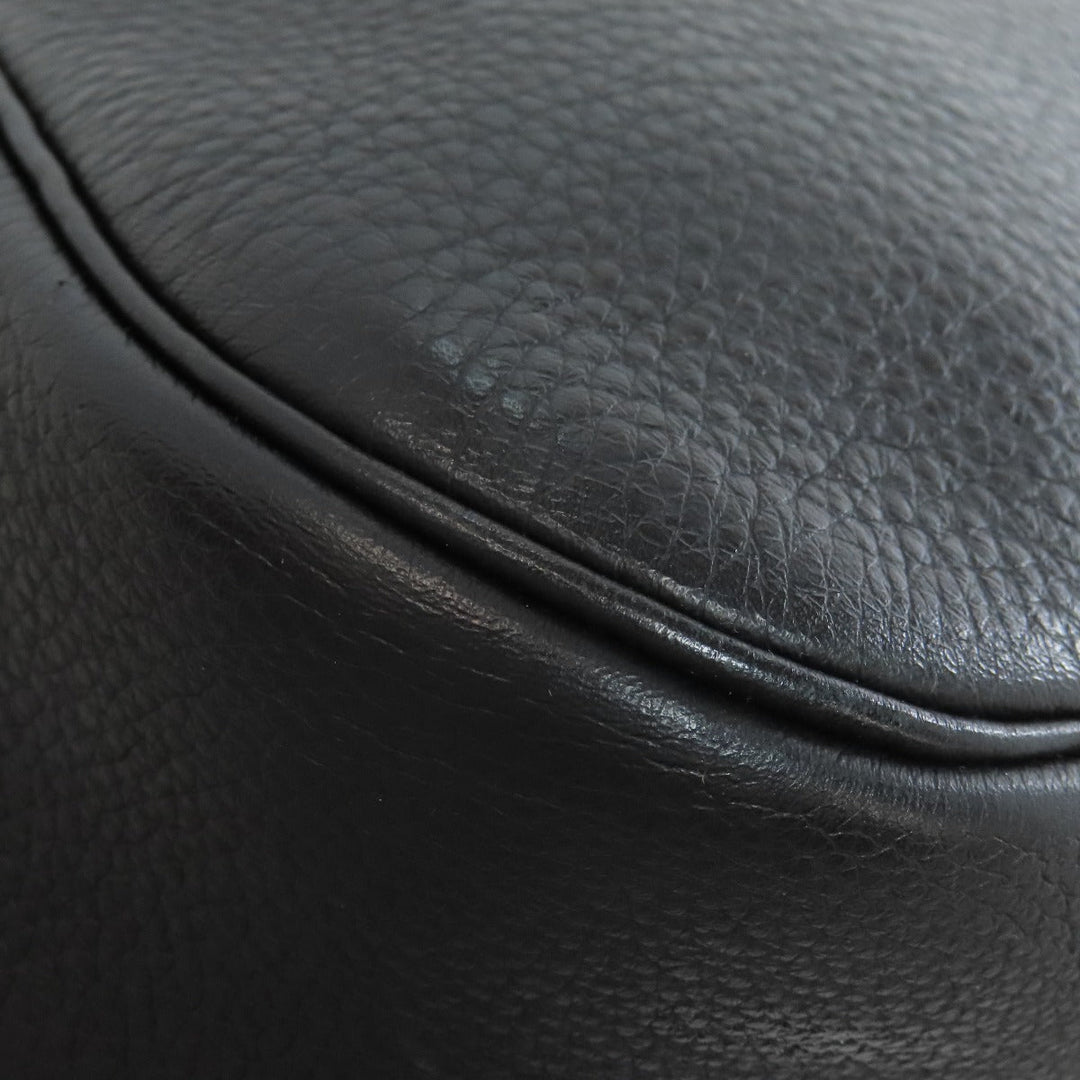 HERMES Shoulder Bag Calfskin black Christine SilverMetal