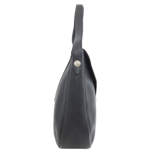 HERMES Shoulder Bag Calfskin black Christine SilverMetal