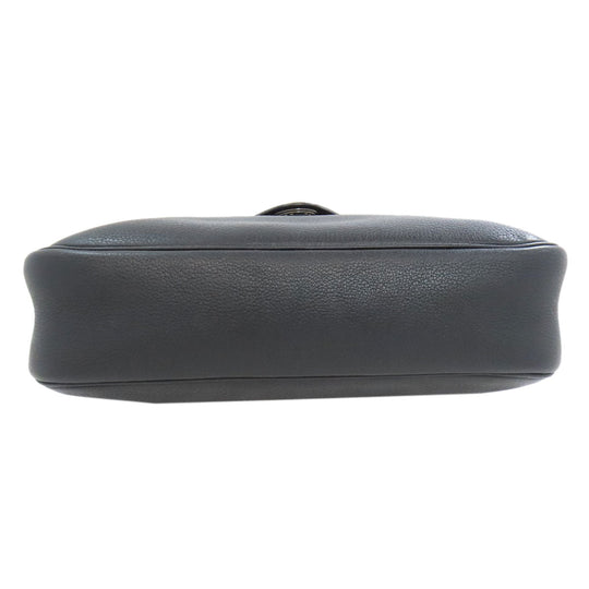 HERMES Shoulder Bag Calfskin black Christine SilverMetal